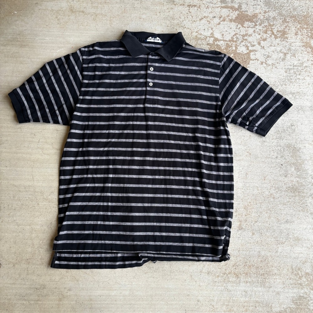 Polo Golf Ralph Lauren Mens Large Black Striped Pima Cotton Polo Shirt